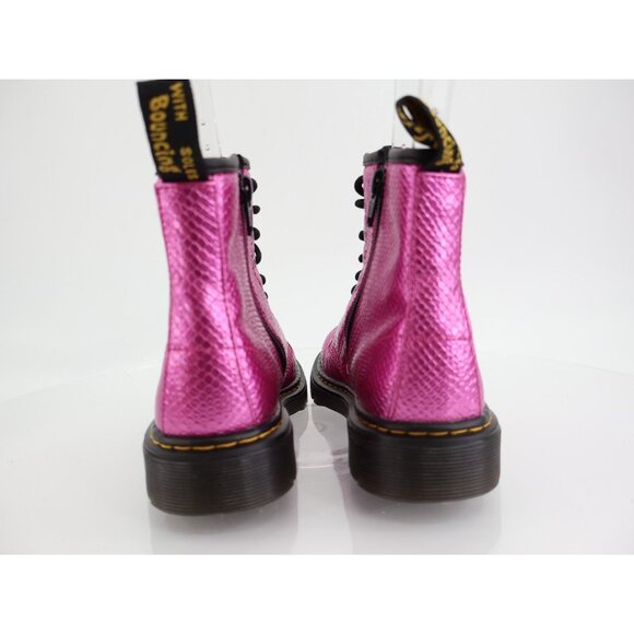 Dr Martens Girls 1460 J Boots Size 2 Pink Croc Reptile Lace Up Combat Shoe - Picture 5 of 11